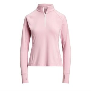 RLX Ralph Lauren Women's Stretch Jersey Quarter Zip Mid Layer Pullover Sz L Pink